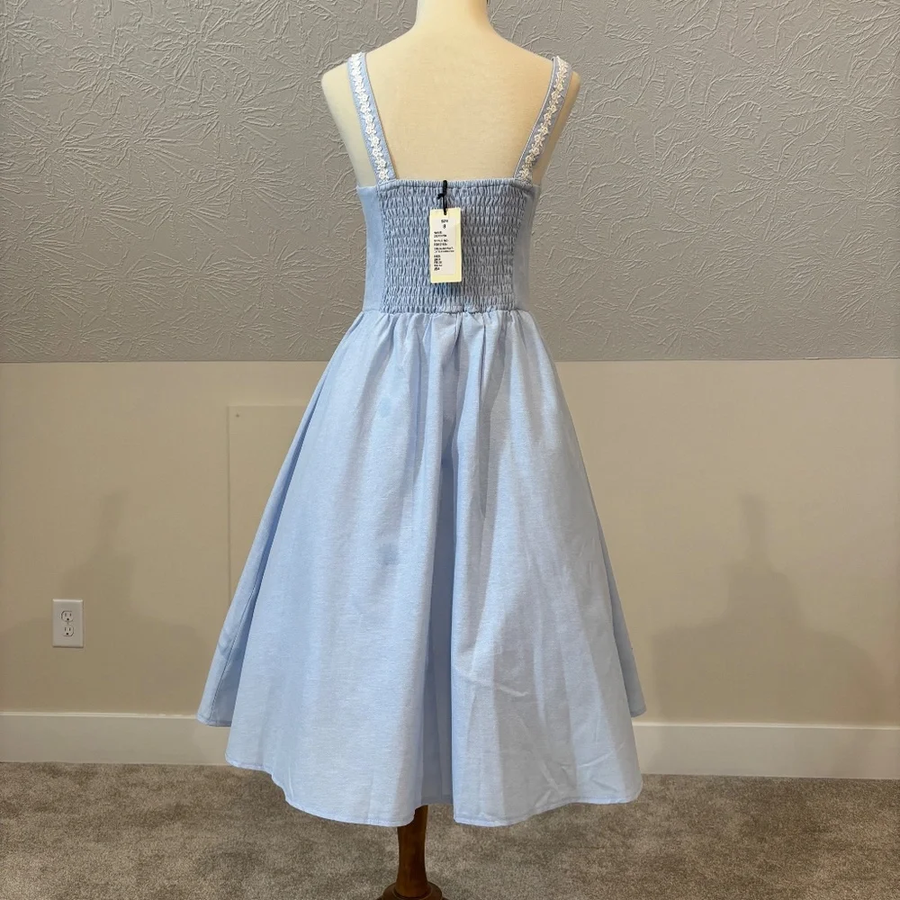 NWT! Lindy Bop Corinna Dress with Embroidered Flowers XS - Picture 2 of 12